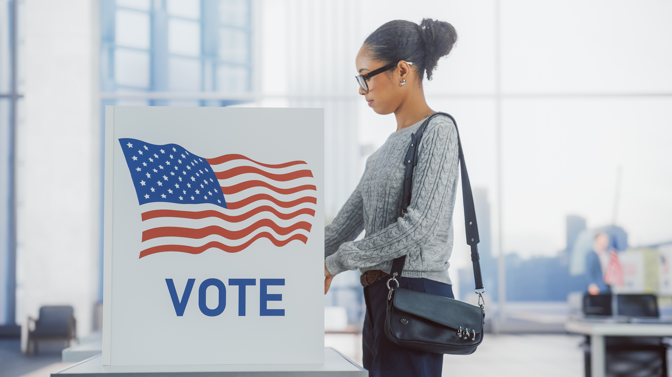 A women voting at the polls